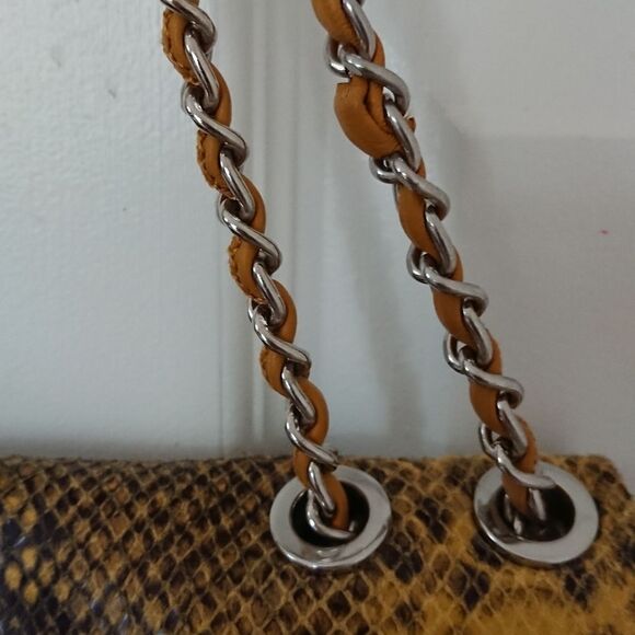 Elie Tahari Python Embossed Leather Crossbody Bag in yellow and black - Picture 5 of 14